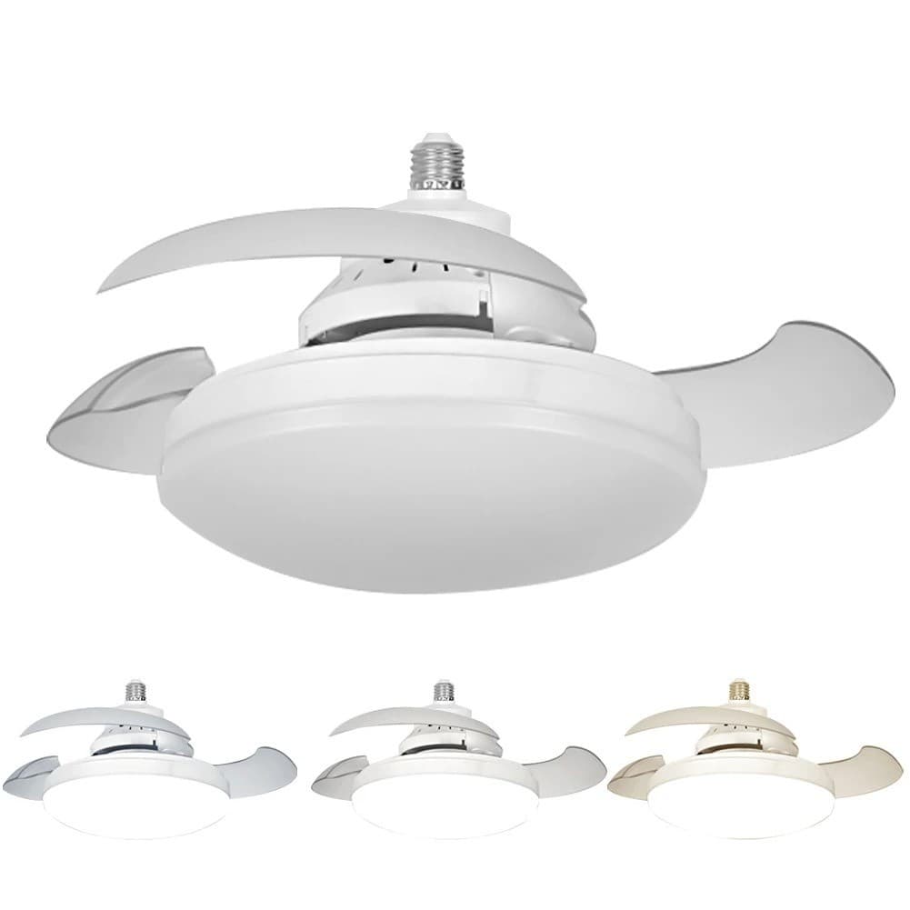 Qiu - Ventilador De Teto Retratil 30W Lâmpada 3 Cores E27 Silencioso Bivolt Com Controle.