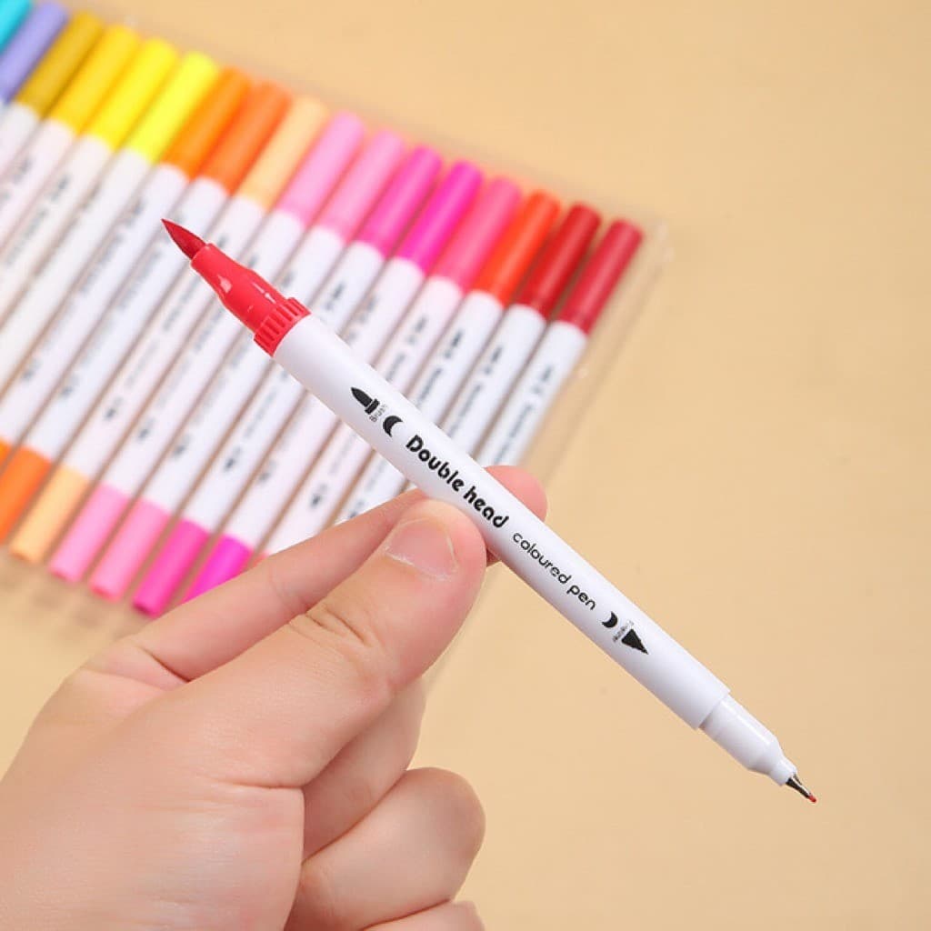 Caneta Brush Pen Kit Com 12 Cores com ponta dupla pincel estilo brushpen e ponta fina