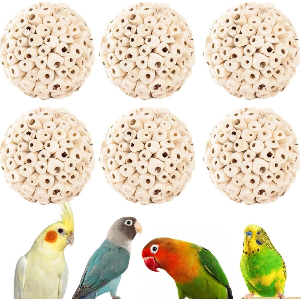 Bola De Brinquedo De Mastigar Papagaio De Madeira , 2 Peças , Forrageamento De Pássaros Para Cuidados Dentários , Alívio