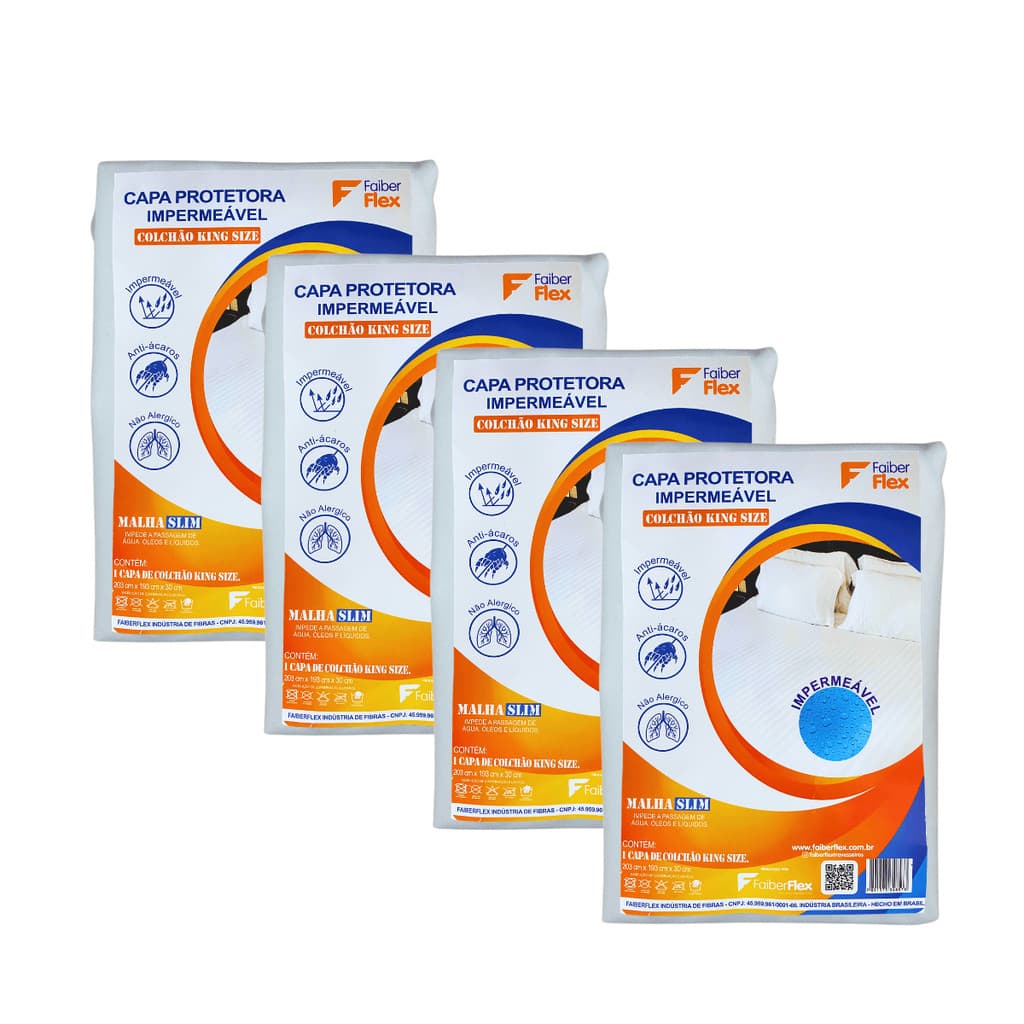 Kit 4 Capas Protetoras King Impermeável Antiácaro Malha