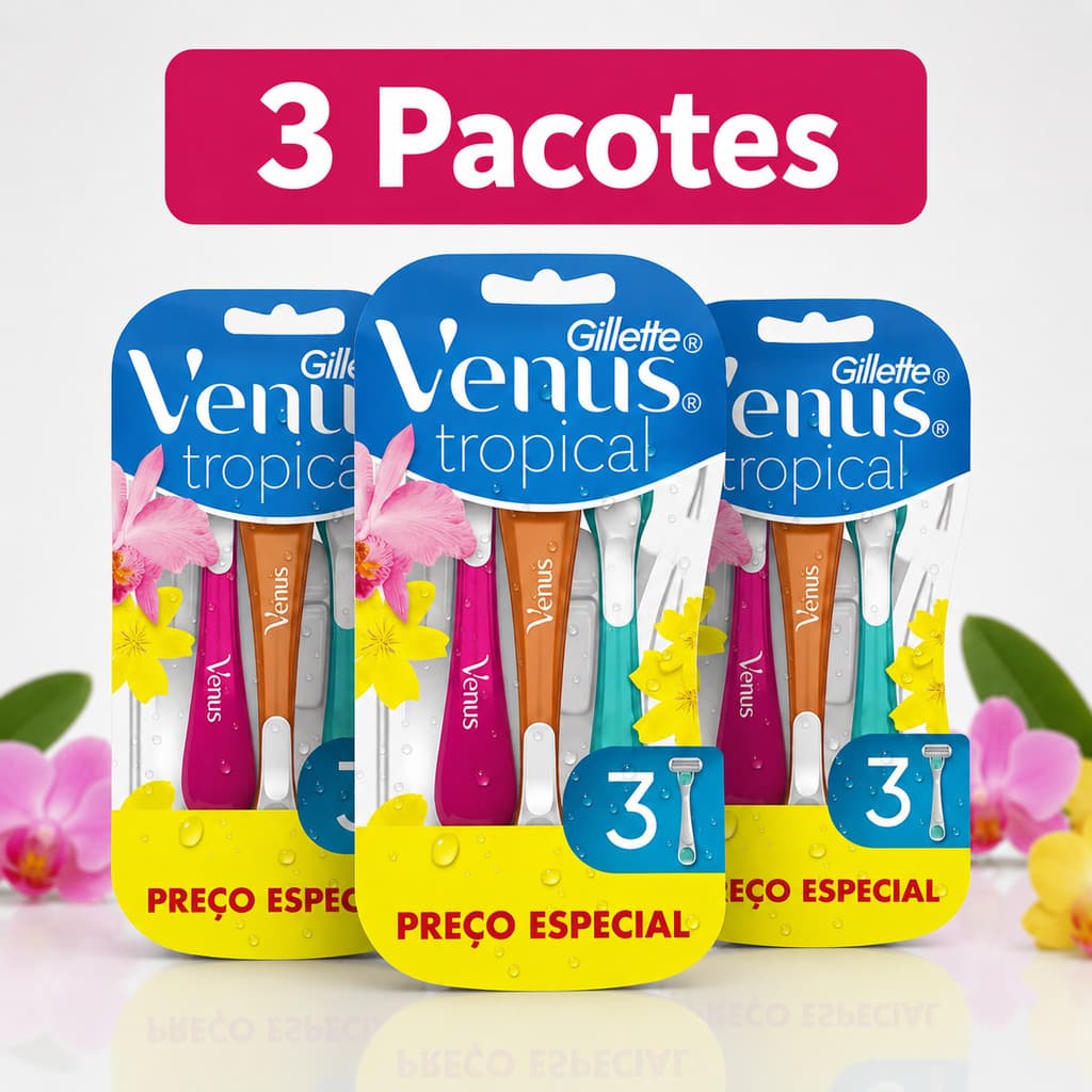 Kit com 3 Pacotes - Gillette Venus Tropical Aparelho De Depilação com 3 Unidades por Pacote