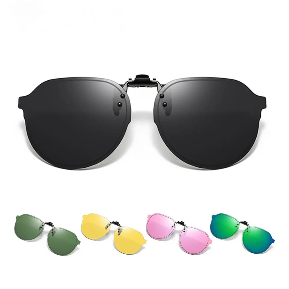 Óculos de Sol Polarizados Masculinos com Clip Rebatível, Óculos de Sol Femininos Grandes com Clip para Dirigir, Produto