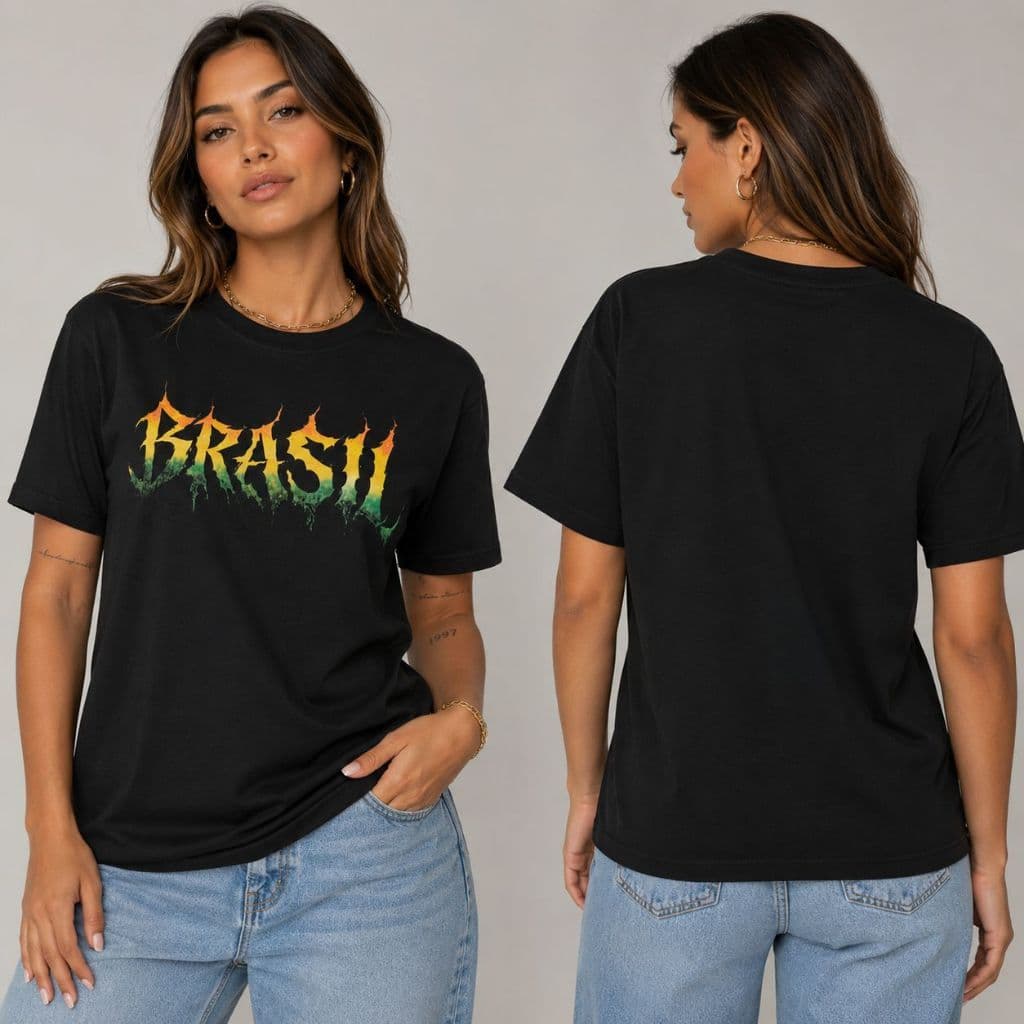 Camiseta Brasil Feminina Oversized Estampa Brasil 100% Algodão Streetwear Casual Unissex