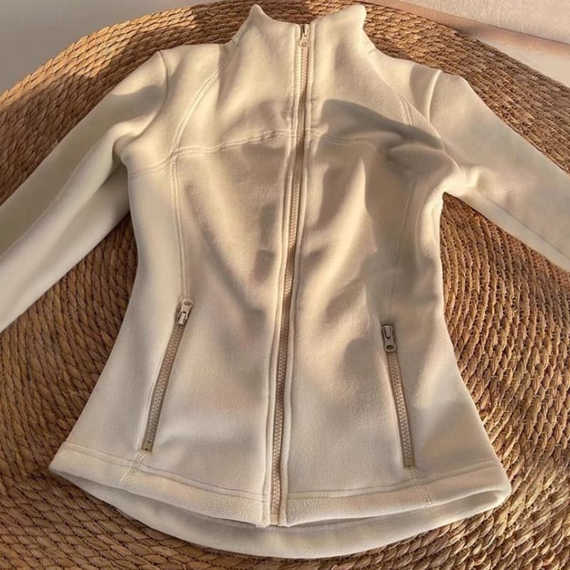 Jaqueta de lã slim-fit para outono e inverno, novo estilo yoga 2025, moletom esportivo forrado de lã, top feminino XLPD