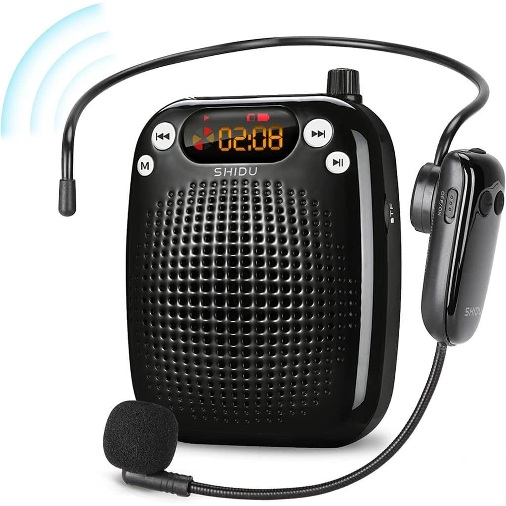 Amplificador De Voz SHIDU Com Microfone Sem Fio UHF Para Fone De Ouvido , Suporta Reprodução De MP3 , 10W 2000mAh Portát