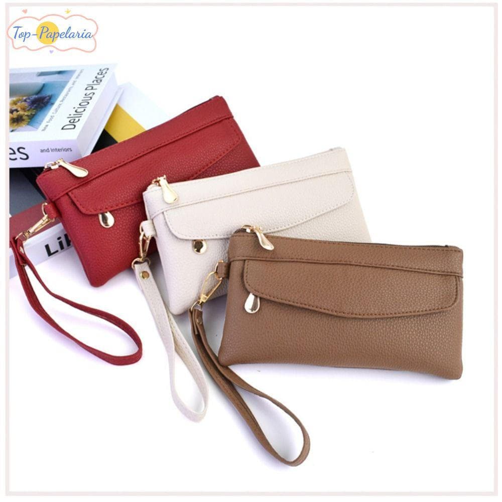 Carteira Longa Perfumada , Bolsa De Moedas Com Zíper De Cor Sólida Feminina De Couro PU Fashion