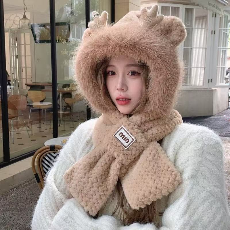 Kit Touca + Cachecol Pelúcia Inverno Conjunto 2 Peças 5 Cores