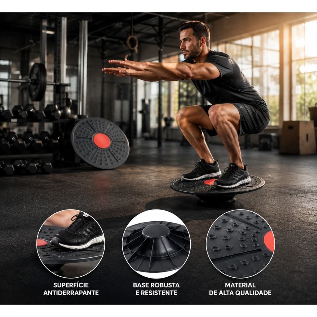 Disco De Equilibrio D Plastico 35cm Pilates Esporte Preto