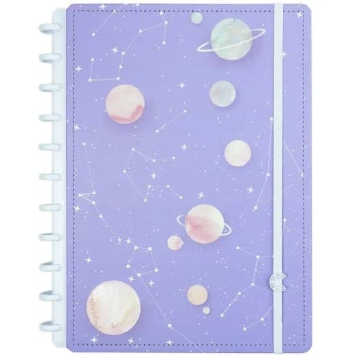 Caderno Inteligente Purple Galaxy Grande 80 Fls Caderno Inteligente