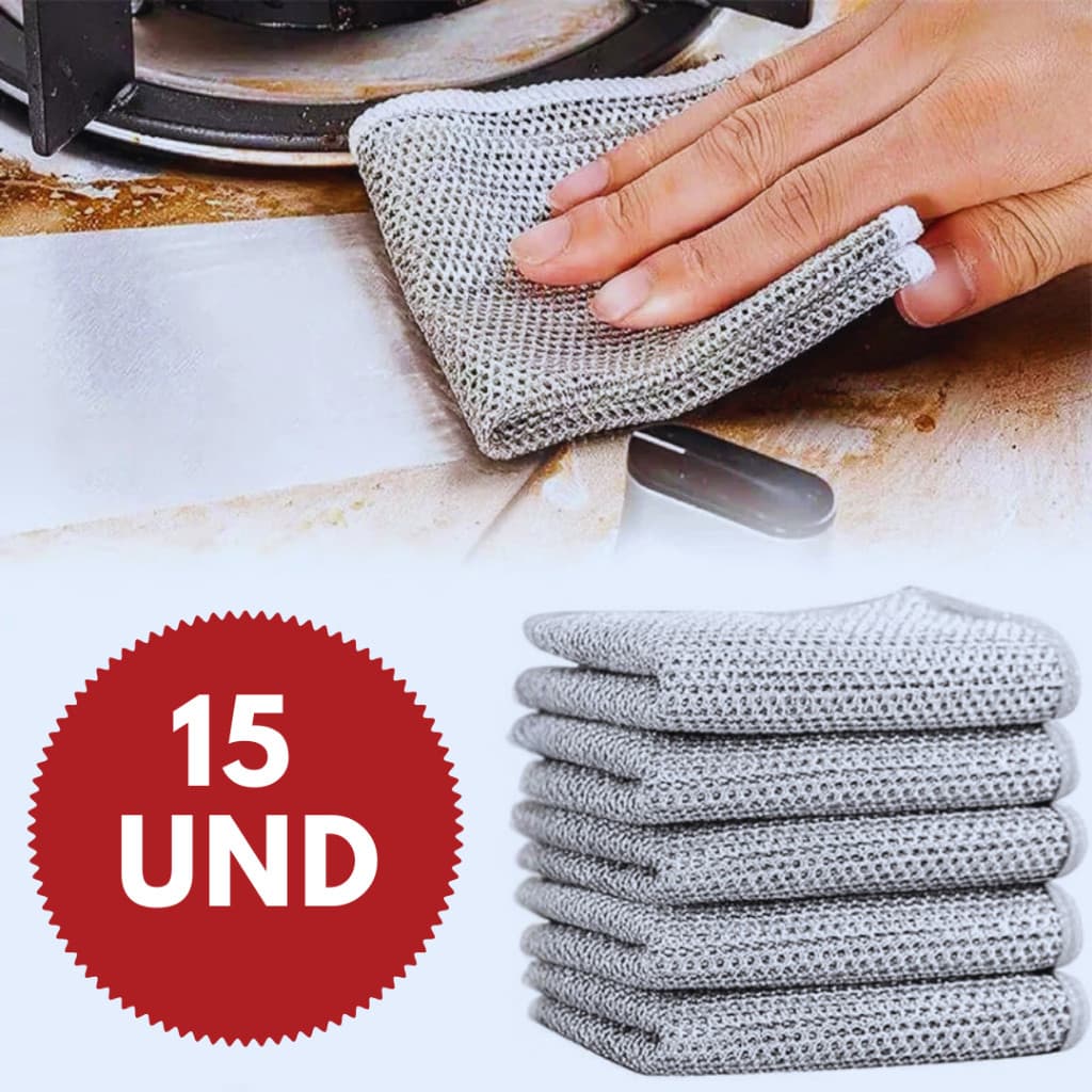 Kit 15 Panos Multiuso Metálico em Malha de Aço – Ideal para Louças, Panelas e Frutas