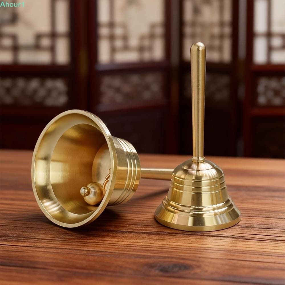 Sino De Mão AHOUR1 , Chamada De Latão Sólido De Polimento De Produção De Som , Com Jantar Vintage