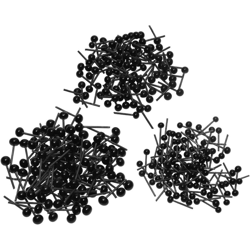 Mini Olhos de Vidro Pequenos 2.8/3.2/4mm, Kit Sortido para Artesanato DIY de Brinquedos de Feltro, 300 Peças (Preto)