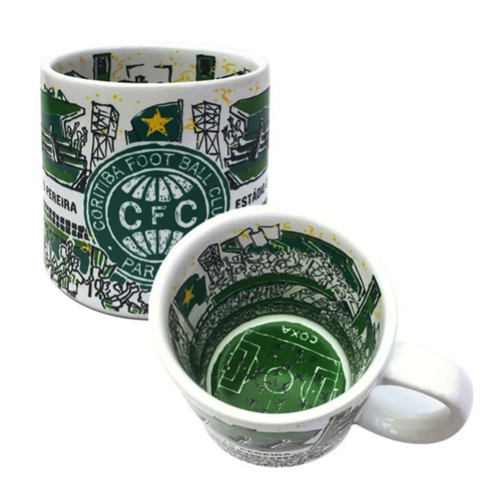 Caneca KazzaVip do Coritiba Futebol Clube Cerâmica 360 ML Estádio Couto Pereira Licenciada Branco