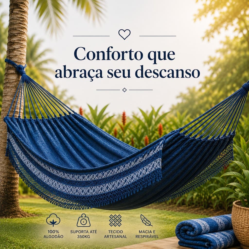 rede jeans Artesanal de algodão confortável e macia decorativa