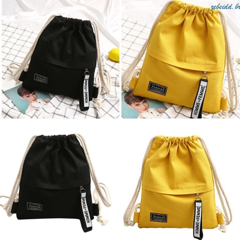 zebeidd Mochila Lona Cordão Bolsa Escolar Funcional Para Estudantes Trabalhadores