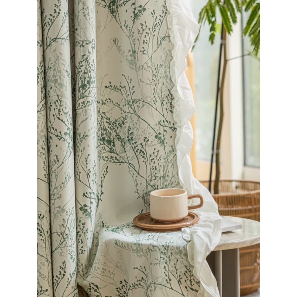 Japonês Matcha verde pequeno fresco sala de estar varanda quarto Bay janela quarto das crianças Chenille Blackout comple