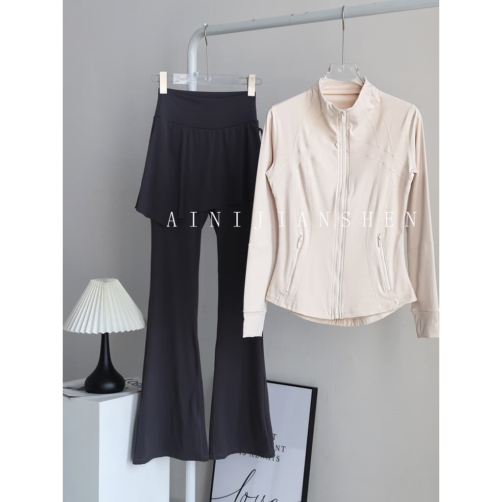 Gola terno de Fitness feminino outono inverno novo estilo zíper Yoga Wear jaqueta de secagem rápida correndo terno espor