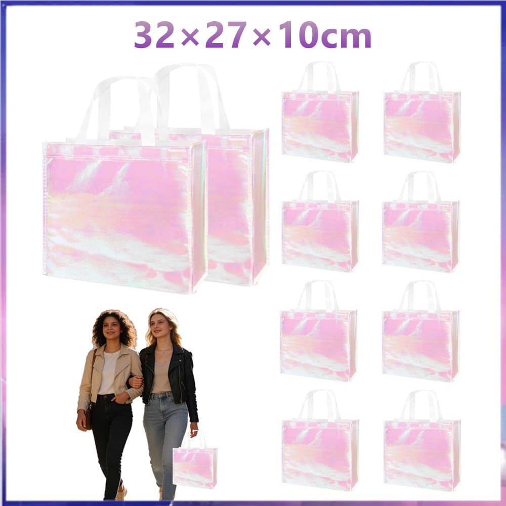 10-40 sacolas de compras rosa brilhantes, sacolas para presentes de feriado de casamento e festa com alça 32 x 27 x 10 c