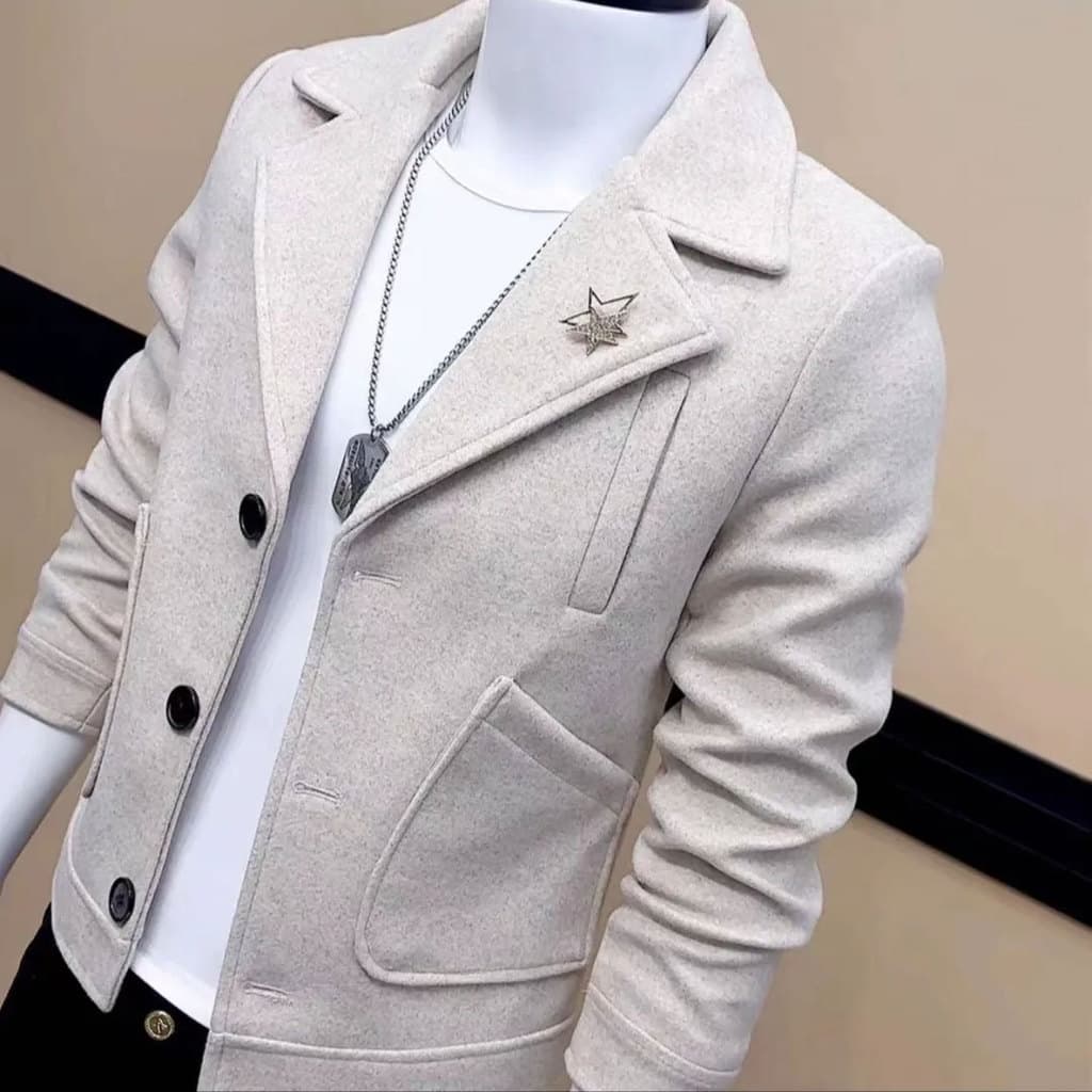 Jaqueta masculina 2025 outono inverno novo estilo High-End de lã menino único terno jaqueta masculina de lã bonito peque