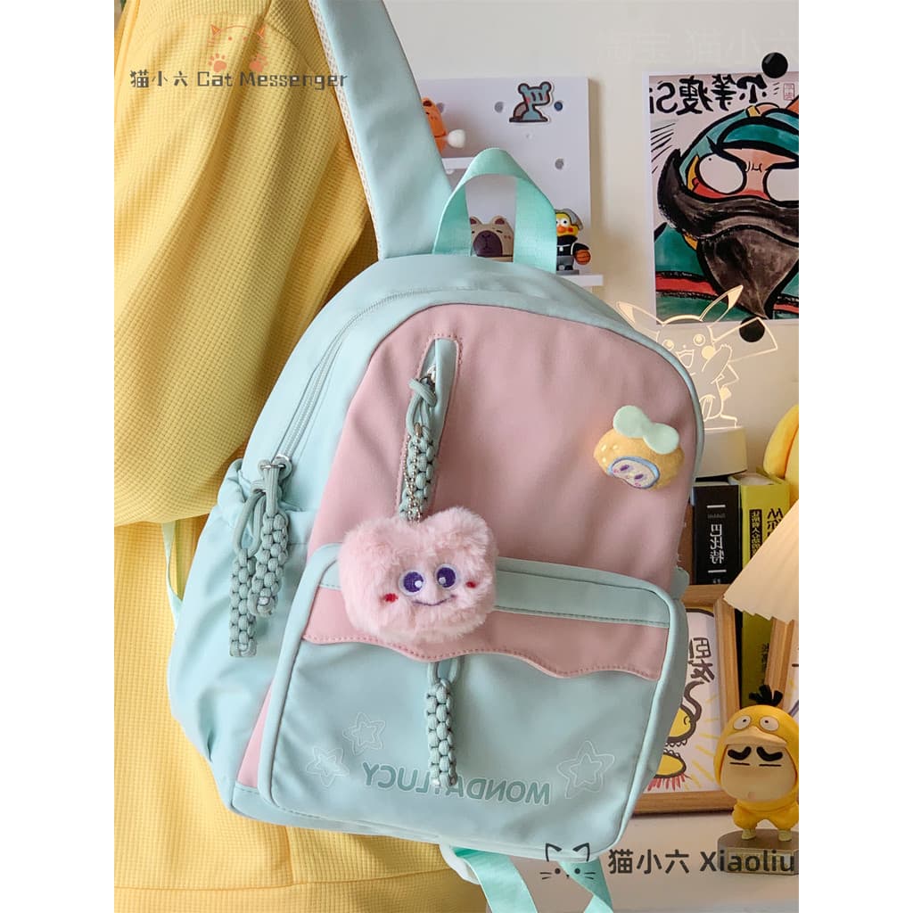 Ins menina contraste cor pequena bolsa escolar All-Match pequena mochila fresca estudantes universitários classe saco de