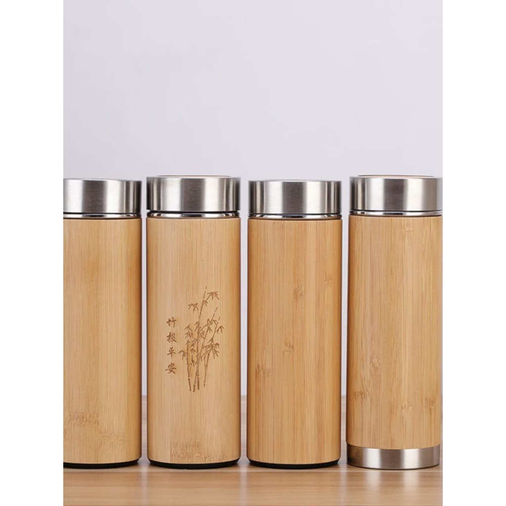 Copo térmico 304 copo de saúde de aço inoxidável presente cerâmica concha de bambu copo reto isolamento térmico ao ar li