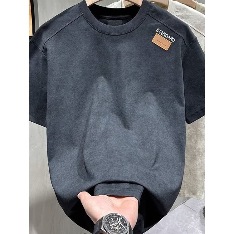 Verão novo estilo moda na moda meia manga masculina Tie-Dye Design em torno do pescoço de manga curta camiseta
