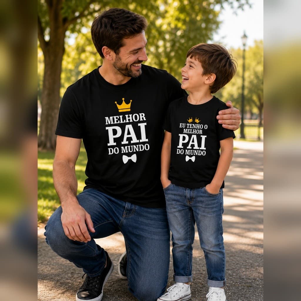 Kit 2 Camisas Dia dos Pais 2 Camisas Melhor Do Mundo | e Filho | dos Pais Algodão Premium Envio Imediato