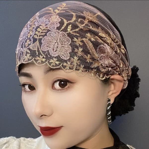Outono novo estilo bordado Baotou moda estilo ocidental capa de cabelo branco chapéu de cabelo quebrado renda gaze borla