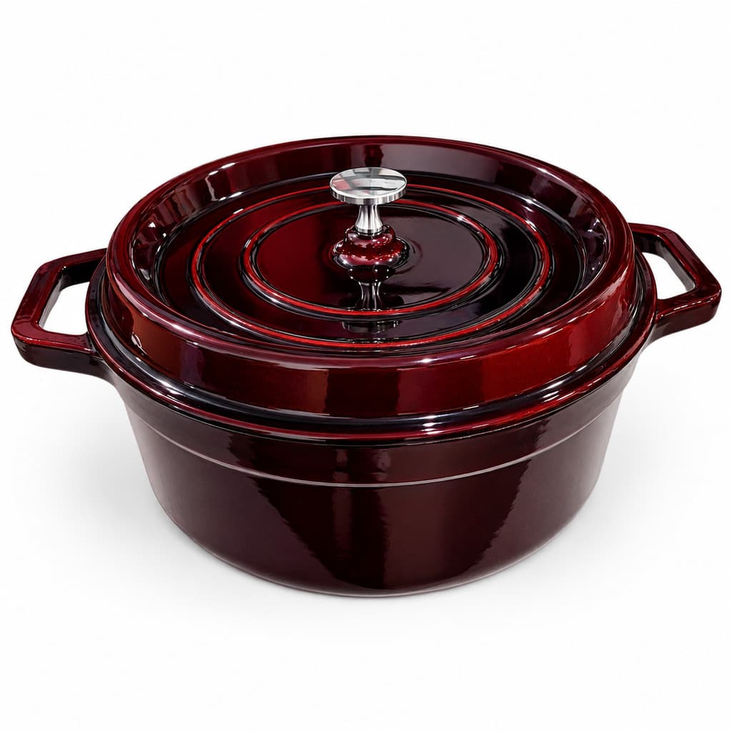 Panela Ferro Fundido Esmaltada Vinho 28cm Fácil Limpeza