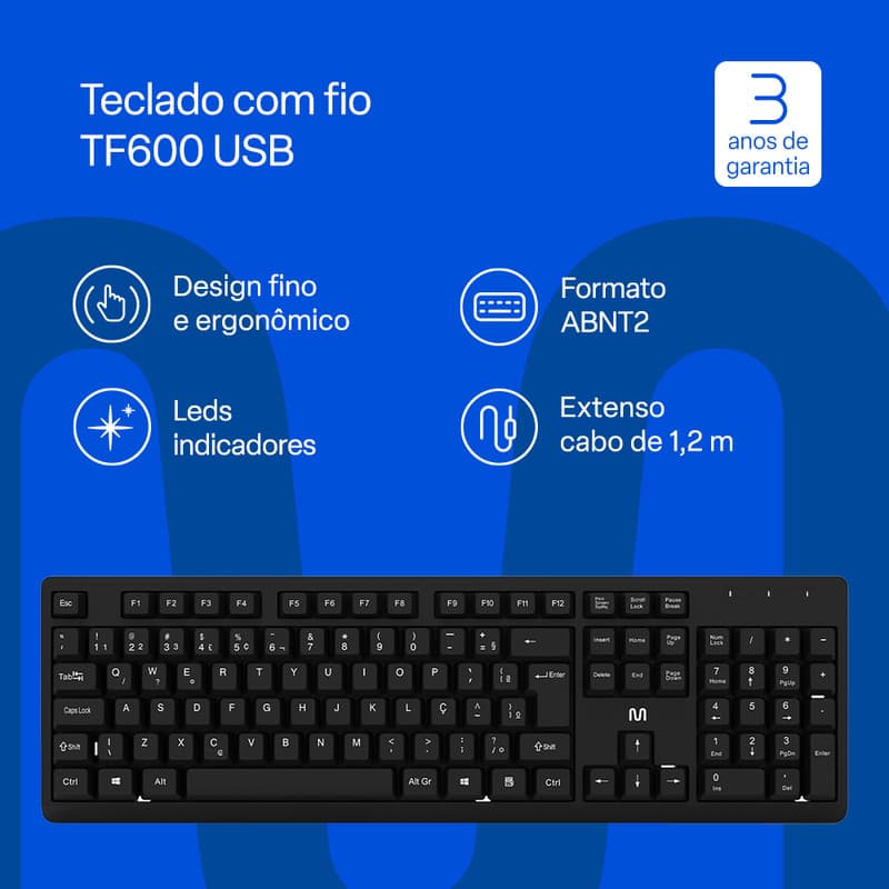 Teclado USB Teclas Silenciosas