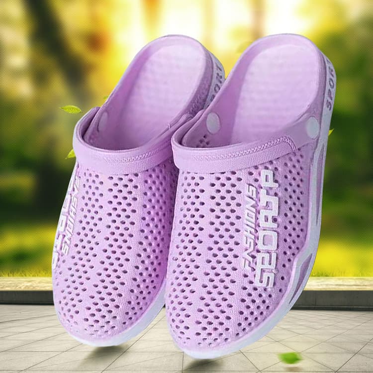 Novo estilo buraco sapatos sandálias femininas 2022 Anti-deslizamento preguiçoso praia Baotou meia sandálias chinelos fe
