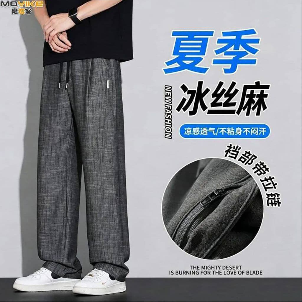 Invite comprar calças masculinas 2026 novo estilo Tencel linho calças casuais verão respirável calças retas calças de se