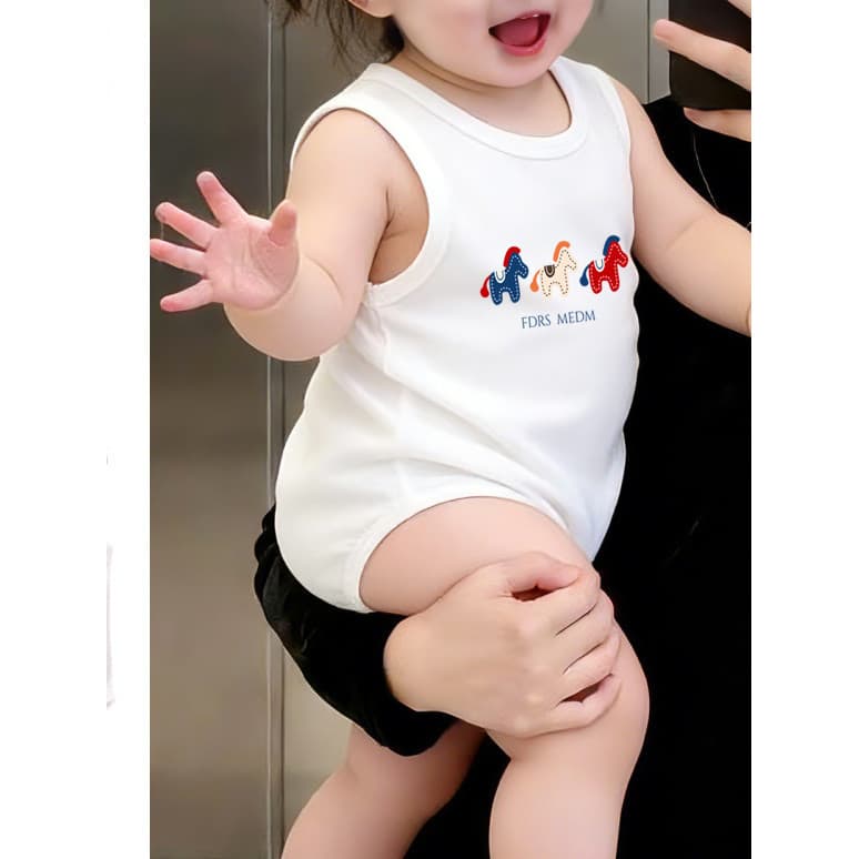 Três pôneis bebês bebê colete de uma peça sem mangas a-Class puro algodão pequeno mês idade bebê colete de uma peça femi