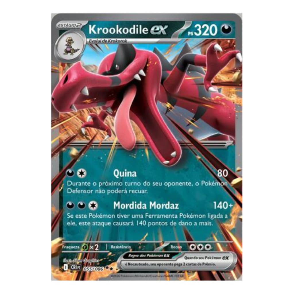 Carta Pokémon Krookodile Ex 055/086 Caos Ascendente Pt-br