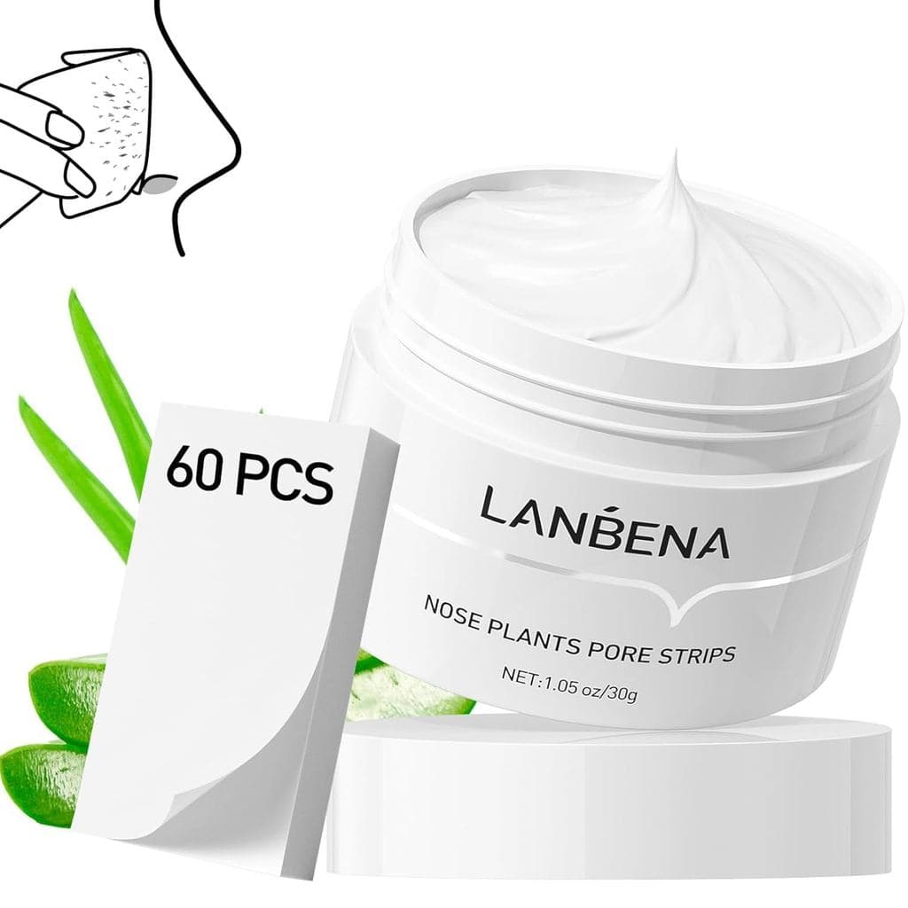 Removedor de Cravos Faciais LANBENA, 60 Tiras para Poros, Tiras para Nariz à Base de Plantas para Cravos (1,05 oz)