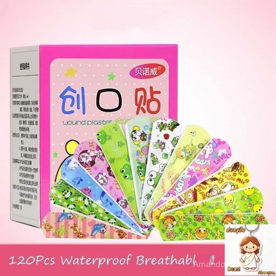 120Pcs Bandagens Respiráveis Impermeáveis Cute Cartoon Band Aid Hemostasia Bandagens Adesivas