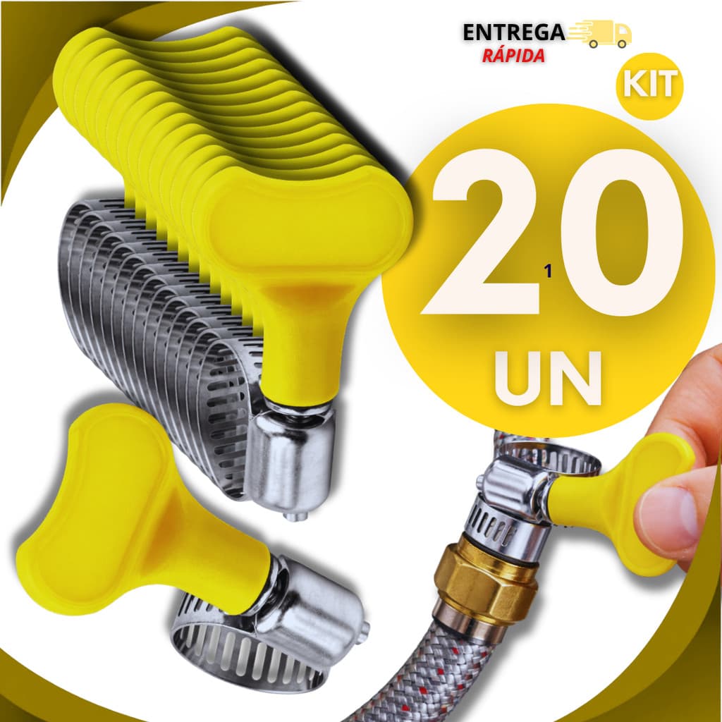 Abraçadeira Americana em Inox Vazado Parafuso com Borboleta 13-19mm 3/4 Mangueira Gás Irrigação