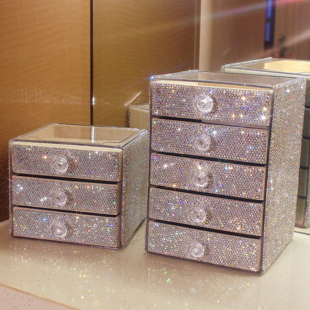 Caixa de armazenamento de jóias de diamante novo estilo brincos colar caixa de jóias High-End requintado caixa de gaveta