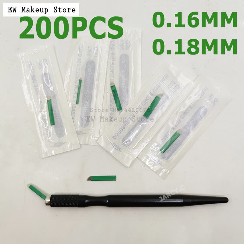200pcs Lamina Microblading Nano 0.16mm 18U Forma Lâminas Tebori Para Caneta Manual Maquiagem Permanente Sobrancelha