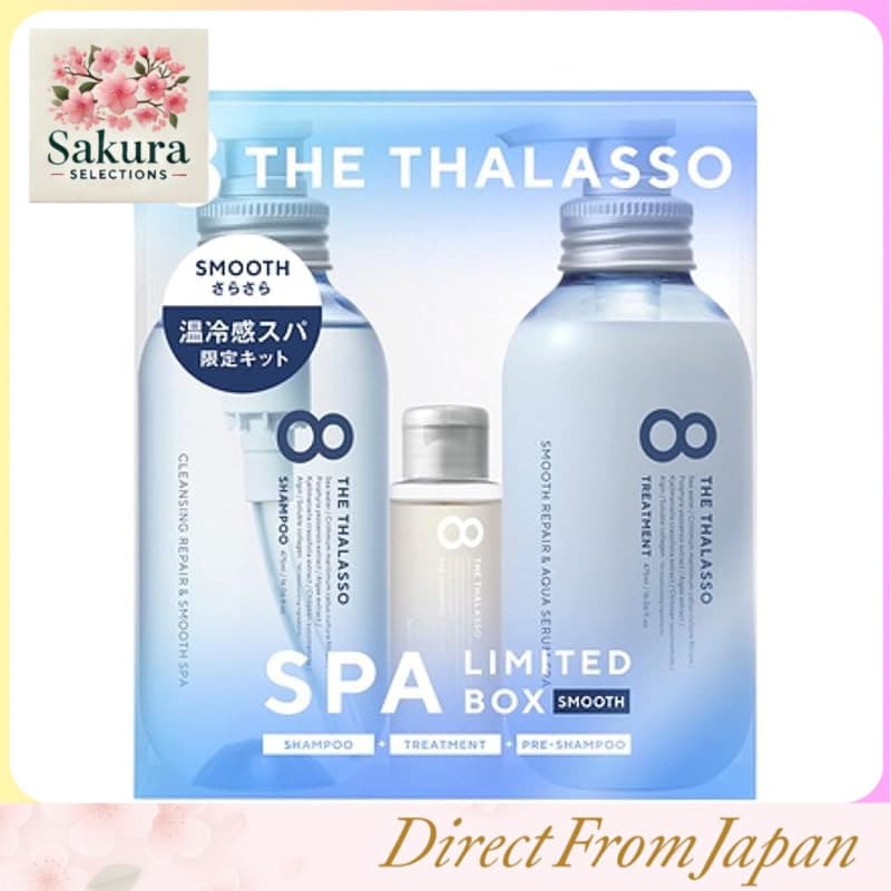 Eight The Thalasso 8 THE THALASSO Eight The Thalasso Shampoo e Tratamento Suave Mini Pré-Shampoo Incluído Kit Spa Edição Limitada Conjunto Sem Silicone Sérum de Beleza Condicionador Cuidado do Couro Cabeludo Cabelo Macio [Kit Edição Limitada] Cuidados com os Cabelos Fabricado no Japão