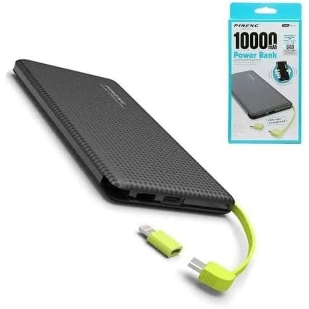 Carregador Portátil Pineng Power Bank 10.000mah com adaptador iPhone,V8