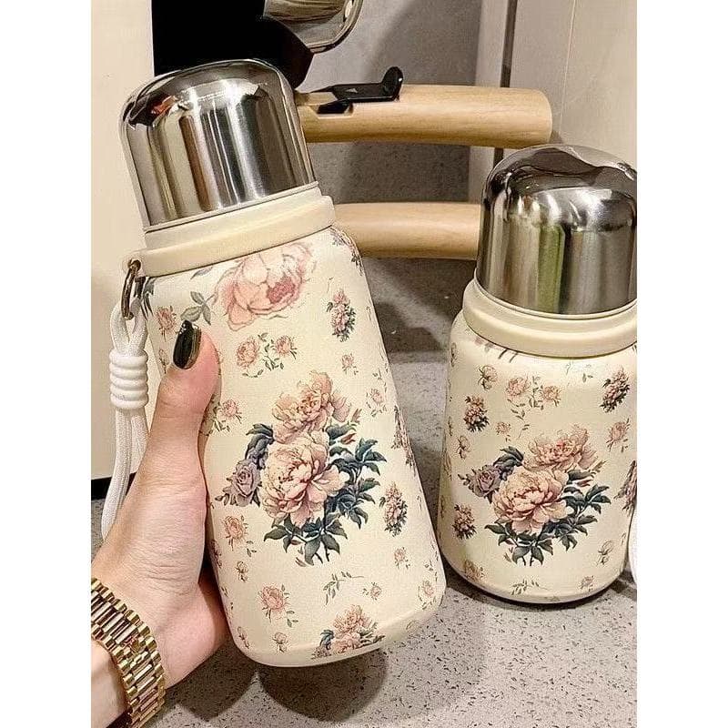 2025 novo estilo meninas copo térmico Retro de alto valor 316 copo de água de aço inoxidável com tampa copo portátil bon