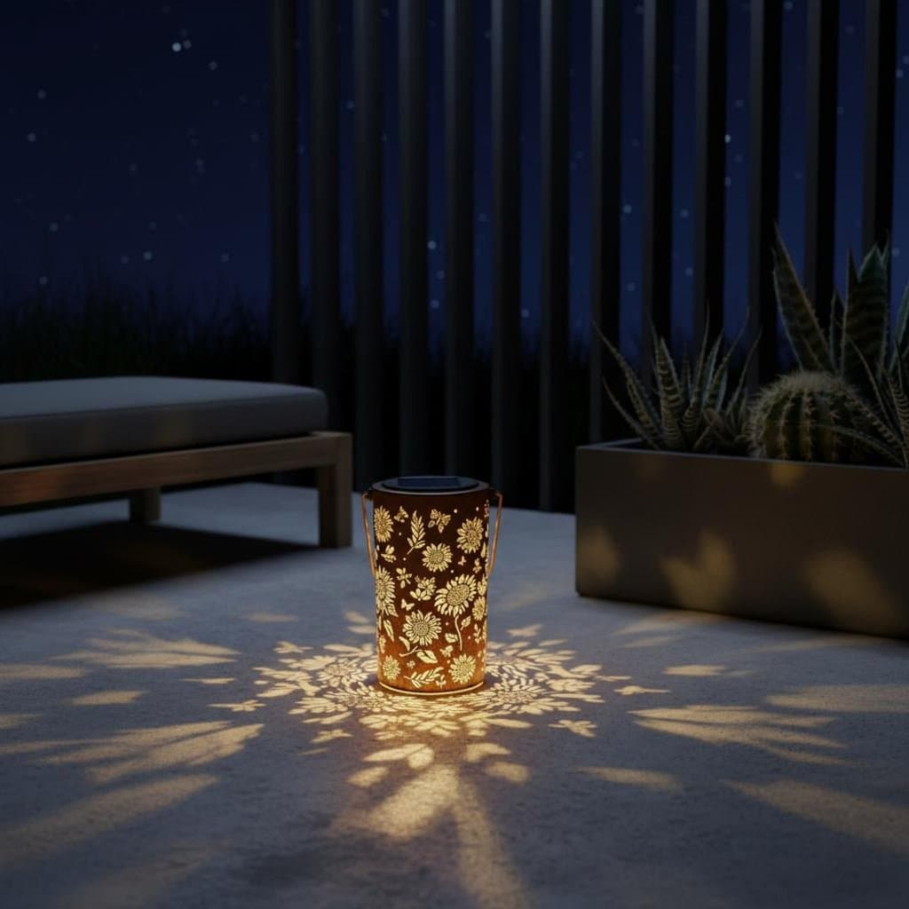 Lanterna Floral Solar À Prova D'água , Ferro Forjado , Bronze , Luz De Mesa Externa , Liga/Desativação Automática Para P