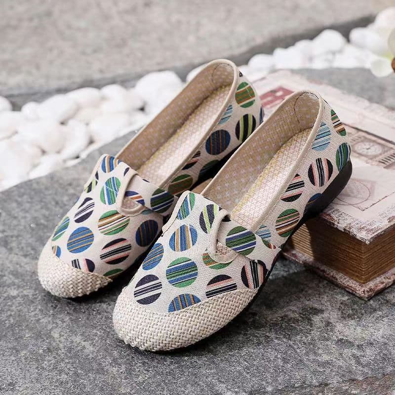 2024 novo estilo versão coreana velho pequim sapatos de pano feminino respirável All-Match listrado sapatos de lona de s