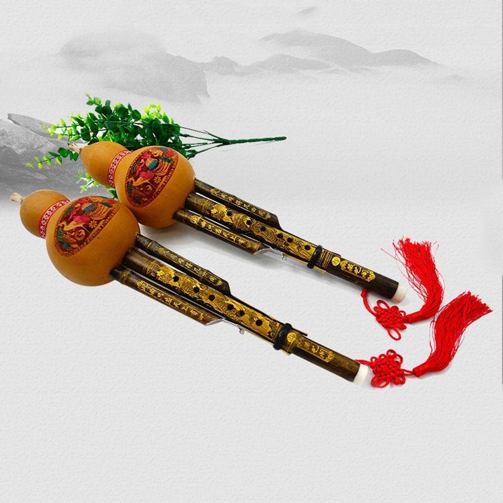 Flauta De Cabaça   , Sons Duplos Hulusi De Bambu Preto , Instrumento Musical Étnico