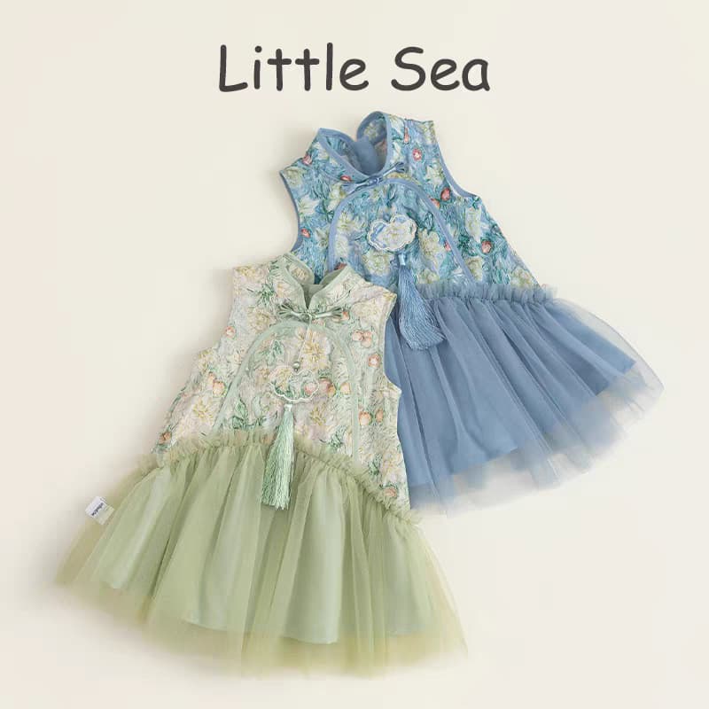 Meninas Cheongsam colete vestido crianças Hanfu vestido chinês Tang terno menina princesa gaze saia verão