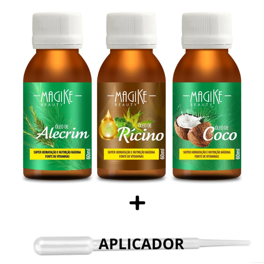 Kit Terapia Capilar Misturinha Magike Óleo de Coco + Rícino + Alecrim 60ml + Pipetas 100%natural