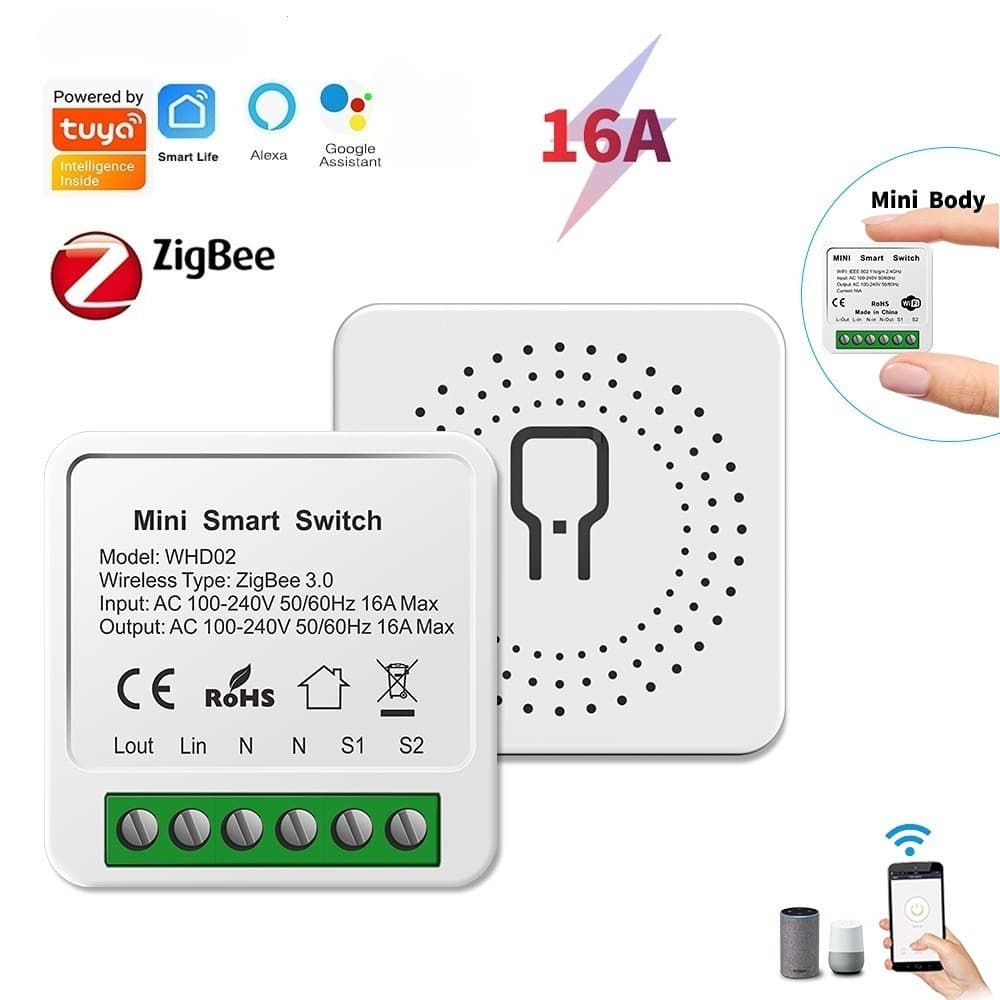 Tuya ZigBee Interruptor Inteligente Mini Funciona Com gateway Suporte Smart Life APP Controle Alexa Google Home De Voz