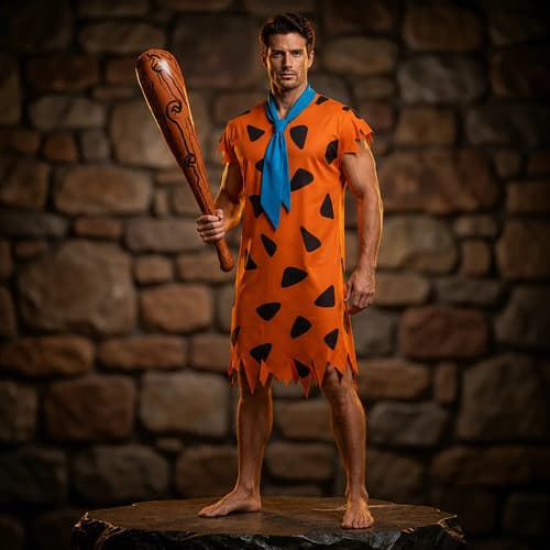 Fantasia Masculina Fred Flintstone Adulto Haloween Carnaval
