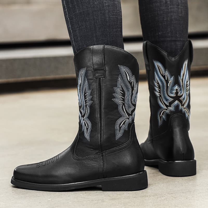 Botas de Cowboy masculinas botas de equitação mongol botas de equitação dança ao ar livre botas de motocicleta de cano a